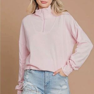 Women's Blush Pullover Ruched Sleeve